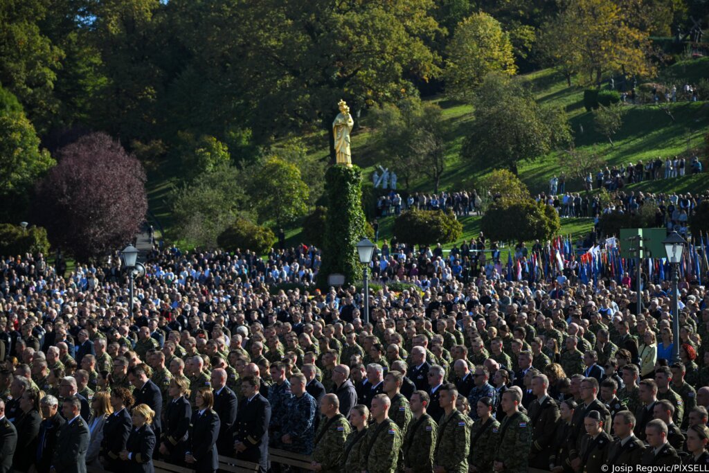 04.10.2026., Marija Bistrica - U organizaciji Vojnog ordinarijata u RH, odrzalo se 34. hodosasce Hrvatske vojske, policije i branitelja u Nacionalnom svetistu Majke Bozje Bistricke u Mariji Bistrici Photo: Josip Regovic/PIXSELL