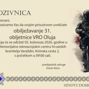 Pozivnica – Obilježavanje 31. obljetnice VRO “Oluja”